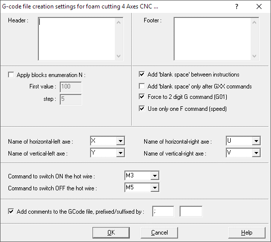 CNC foam cutting machine setup gcode